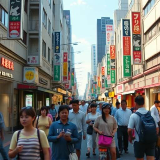 A bustling street in Tokyo, Japan.