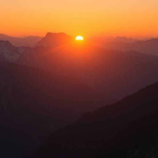 A time-lapse photograph showing the changing light on a majestic mountain range during a sunrise shoot.