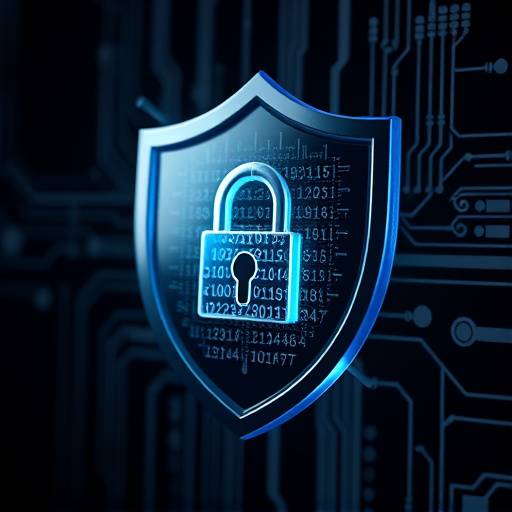 Illustration of a shield with a lock, symbolizing data protection and privacy.