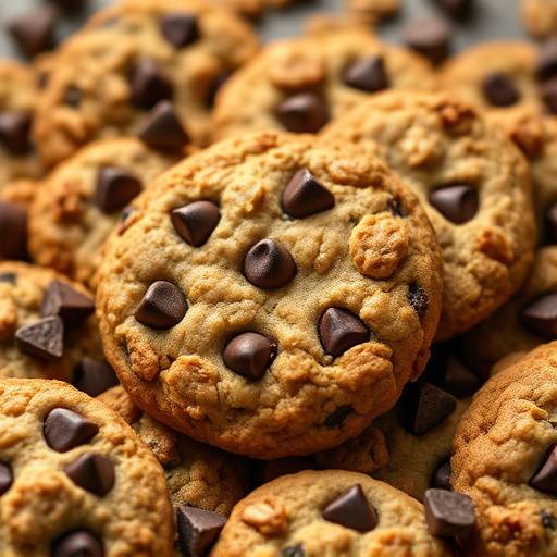Illustration of various cookies, such as chocolate chip and oatmeal raisin, representing website tracking cookies.