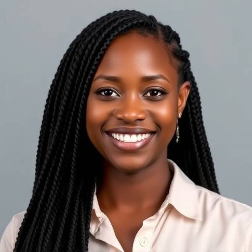 Portrait of Aaliyah Johnson, Customer Service Manager at Horizon Explorations, a smiling woman with long braided black hair wearing a professional blouse.